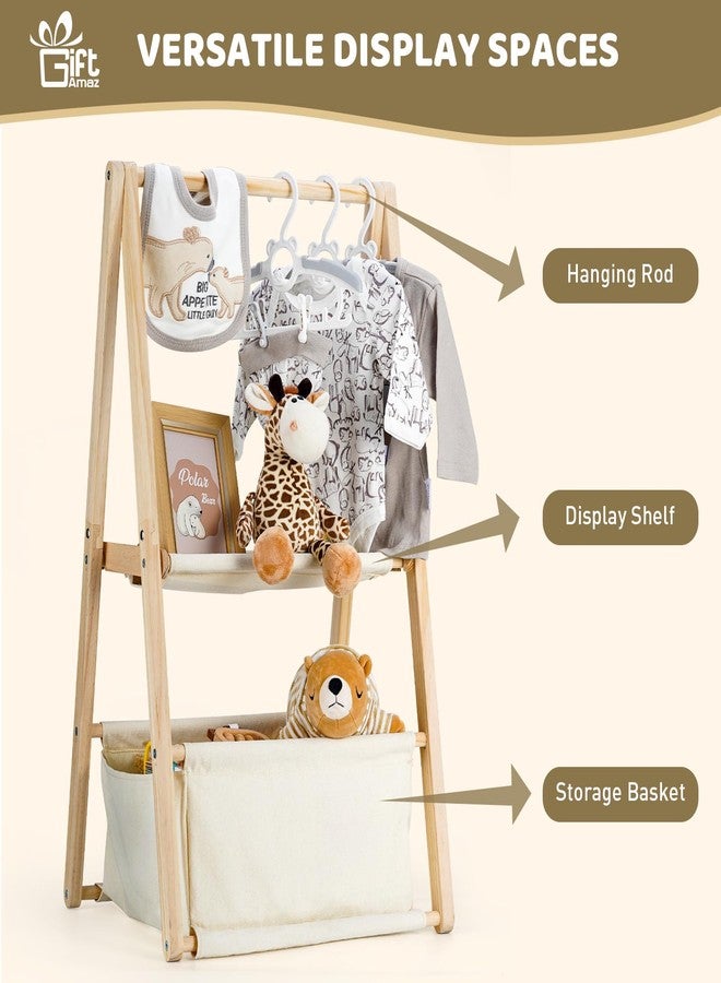 GiftAmaz Wooden Baby Shower Crate Closet, Double-Layered Baby Basket for Nursery, Baby Storage Crate with Hangers, Newborn Baby Clothing Rack for Baby Shower Gifts, Pregnancy Gifts for New Mom Parents - Image 2